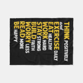 Think Sitively Exercise Daily Gym Workout Motivati フリースブランケット (正面(横))