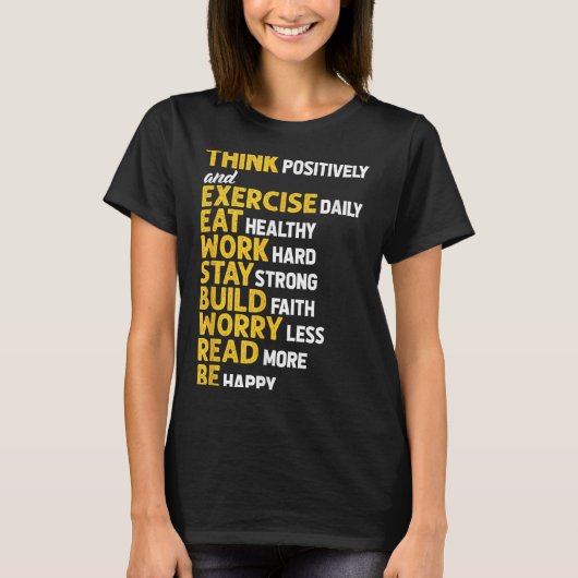 Think Sitively Exercise Daily Gym Workout Motivati Tシャツ (正面)