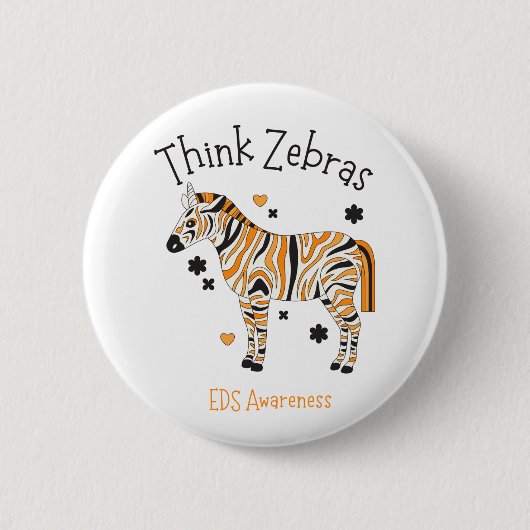 "Think Zebras" エーラス・ダンロス症候群 バッジ (正面)