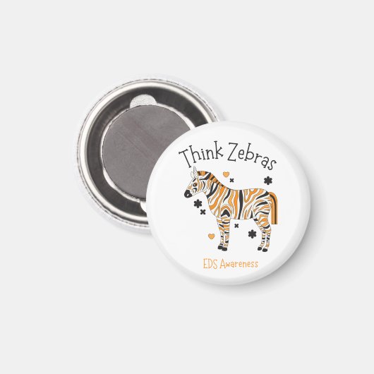 "Think Zebras" Ehlers Danlos Syndrome Button マグネット (正面/裏面)