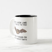 Thinking About Bats Funny Quote Mug Bat Lover ツートーンマグカップ (正面左)