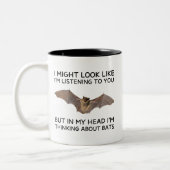 Thinking About Bats Funny Quote Mug Bat Lover ツートーンマグカップ (左)