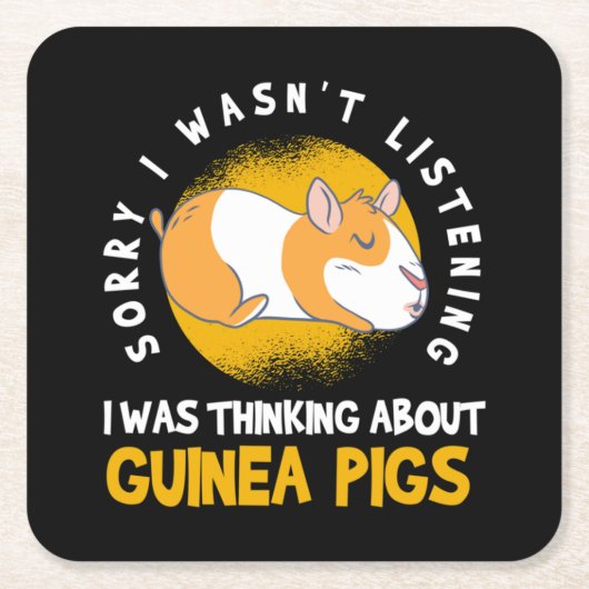 Thinking about Guinea Pig Cavy Roddent スクエアペーパーコースター (正面)