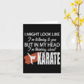 Thinking About Karate Funny Martial Arts Black Bel カード (黄色い花)