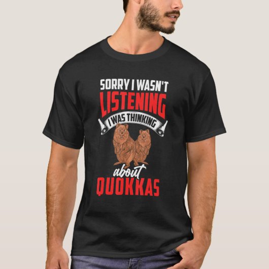 Thinking about Quokkas short tailed kangaroo Quokk Tシャツ (正面)