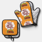 Thinking About Tacos Tasty Food Humor Pattern 鍋つかみ&鍋敷きセット (正面/裏面)