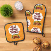 Thinking About Tacos Tasty Food Humor Pattern 鍋つかみ&鍋敷きセット (トップダウン)