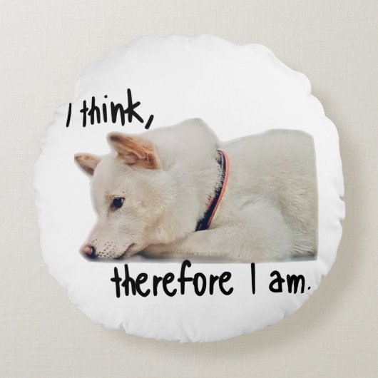 Thinking dog クッション　by koroku ラウンドクッション (正面)