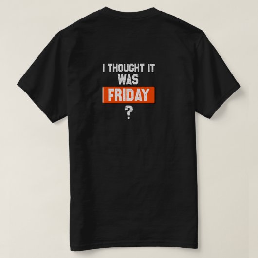 thinking it’s Friday when it’s not Tシャツ (デザイン裏面)