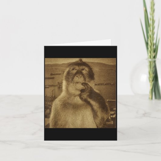 Thinking Monkey Meme Vintage Retro  カード (正面)