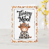 Thinking of Moo Highland Cow カード (黄色い花)