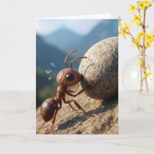 Thinking of You Ant Pushing a Big Rock Uphill カード (黄色い花)