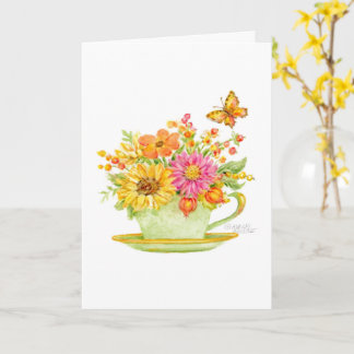 Thinking of You Autumn Teacup Beautiful Day Card カード