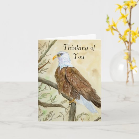 Thinking of You Bald Eagle Watercolor  カード (黄色い花)