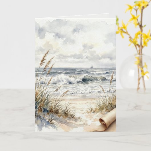 Thinking of You Beach with Curled Paper カード (黄色い花)