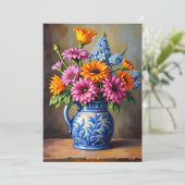 Thinking of You Blue White Pitcher Bright Flowers カード (スタンド正面)