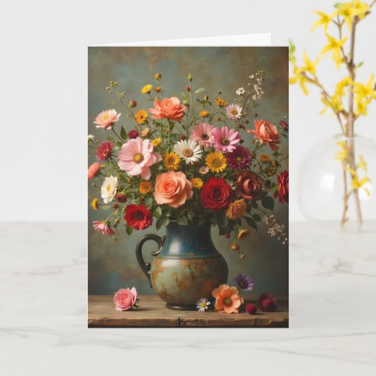 Thinking of You Bright Flowers in Pitcher カード (黄色い花)