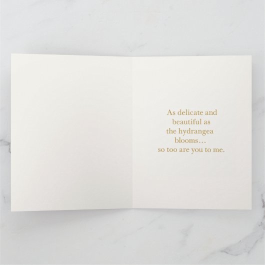 Thinking of You Card | Blue Hydrangea Floral カード (内部)