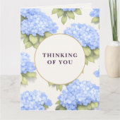 Thinking of You Card | Blue Hydrangea Floral カード (正面)