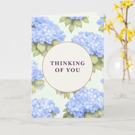 Thinking of You Card | Blue Hydrangea Floral カード (黄色い花)