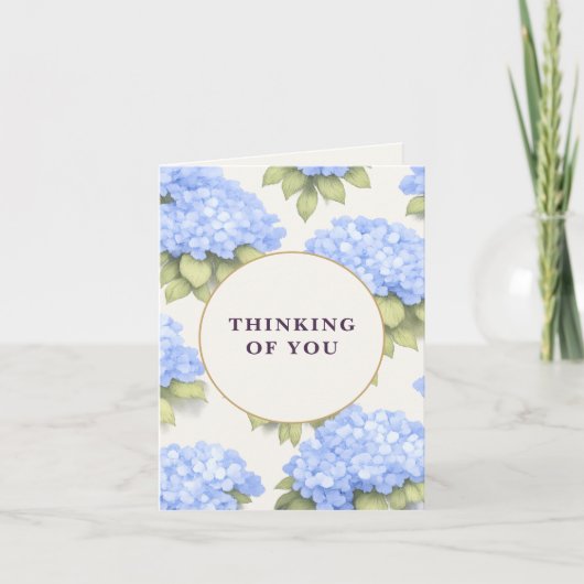 Thinking of You Card | Blue Hydrangea Floral カード (正面)