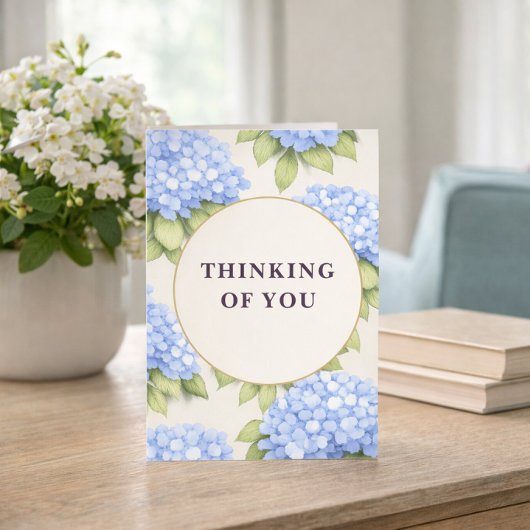Thinking of You Card | Blue Hydrangea Flowers カード