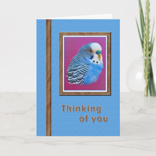Thinking of You  Card with Blue Parakeet カード (正面)