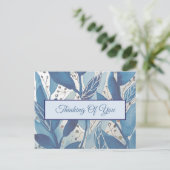 Thinking of You Cards | Blue Botanical Leaves ポストカード (スタンド正面)
