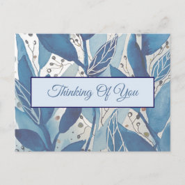 Thinking of You Cards | Blue Botanical Leaves ポストカード