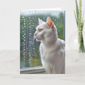 Thinking of You Cat Looking Out of Rainy Window カード (正面)