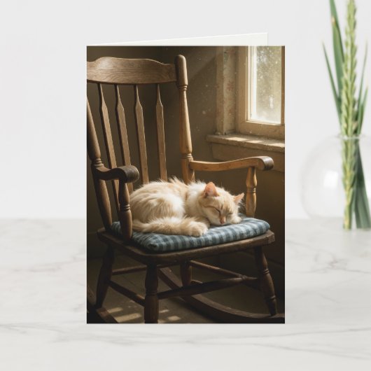 Thinking of You Cat Sleeping On a Rocking Chair カード (正面)