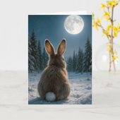 Thinking of you Cottontail Rabbit In Moonlight カード (黄色い花)