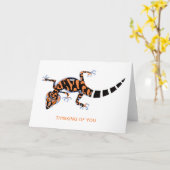 Thinking of you! Cute GECKO- Conservation - Nature カード (黄色い花)
