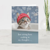 Thinking of You Cute Kitten Cat in a Bubble Bath カード (正面)