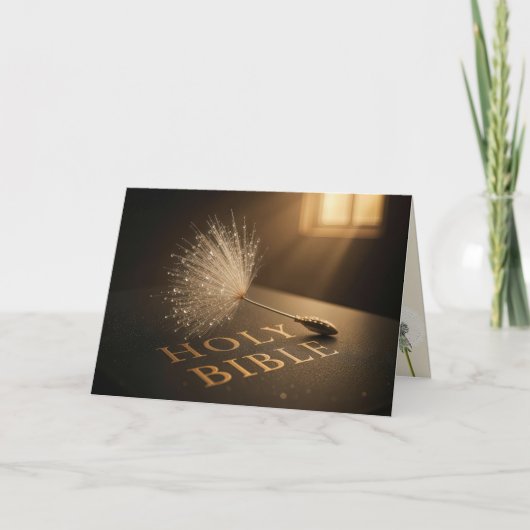 Thinking of You Dandelion Seedling On a Bible  カード (正面)