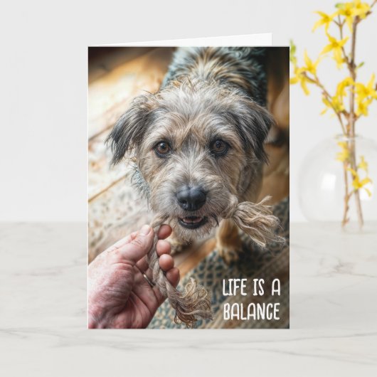 Thinking of You Dog Tug of War カード (黄色い花)