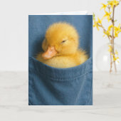 Thinking of You Duckling In a Blue T-shirt Pocket カード (黄色い花)