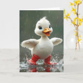 Thinking of You Duckling In the Rain カード (黄色い花)