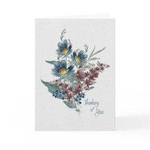 Thinking of You – Elegant Blue & Plum Watercolor