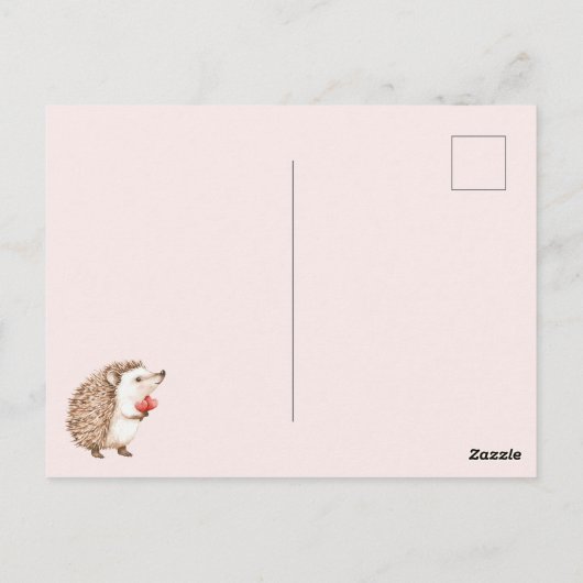 Thinking of you Hedgehog Hearts in Hands ポストカード (裏面)