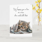 Thinking of You Kitty In a Blanket カード (黄色い花)