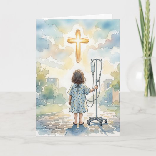 Thinking of You Little Girl Holding an IV Pole カード (正面)