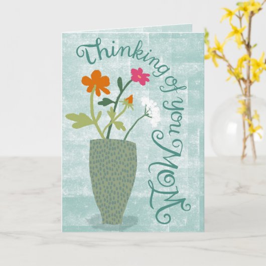 Thinking of You Mom – Bright Floral Abstract カード (黄色い花)
