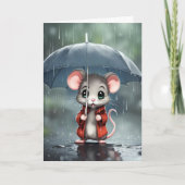 Thinking of You Mouse Under an Umbrella カード (正面)