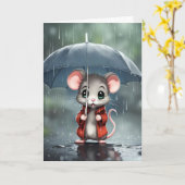 Thinking of You Mouse Under an Umbrella カード (黄色い花)