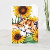 Thinking of You | Napping Cat and Sunflower カード (正面)