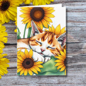 Thinking of You | Napping Cat and Sunflower カード