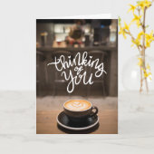 Thinking of You Over Coffee – Heart Latte Art Card カード (黄色い花)