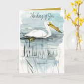 Thinking of You Pelican Bird Waterfowl Lake カード (黄色い花)