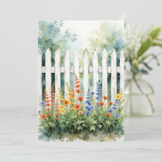 Thinking of You Picket Fence with Flowers Flat カード (スタンド正面)